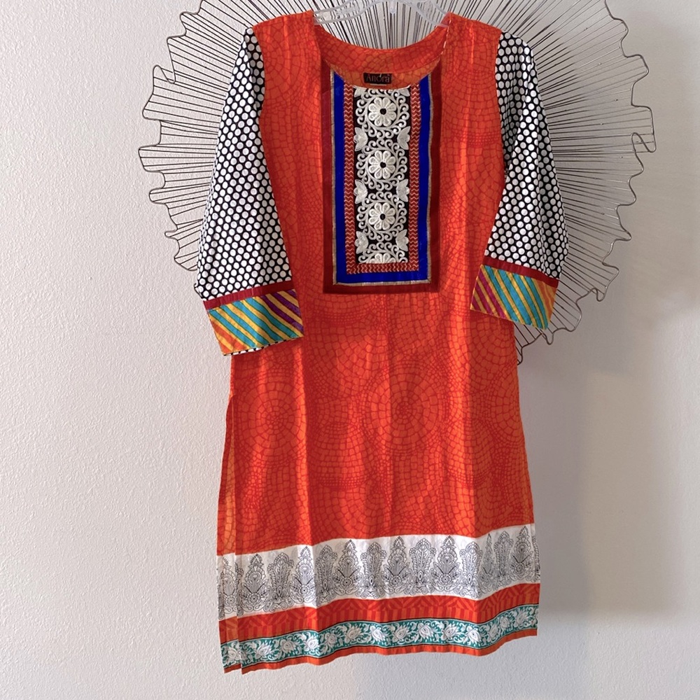 Anora Kurti Tunic Dress  NWT Colorful  Embroidered Size L